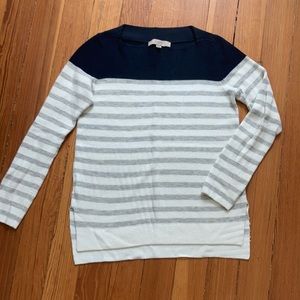 Loft navy, grey, and white striped sweater